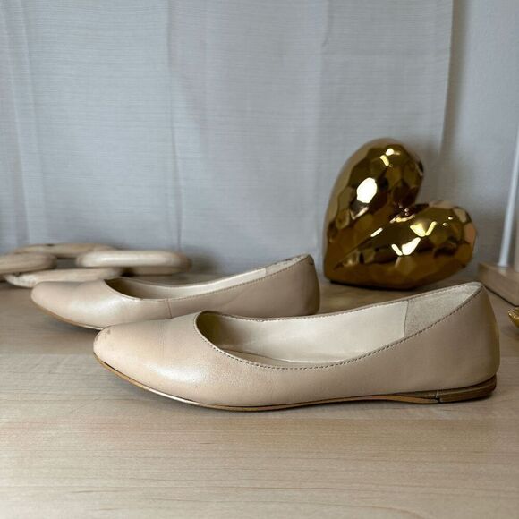 NINE WEST Nude Leather Pointed Toe Ballet‎ Flats Shoes Size 6M - Picture 5 of 8
